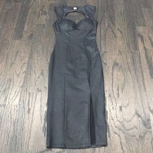 Black faux leather dress